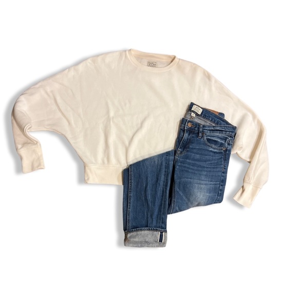 J. Crew Women’s Vintage Fleece Batwing Sweatshirt Natural - Picture 7 of 16